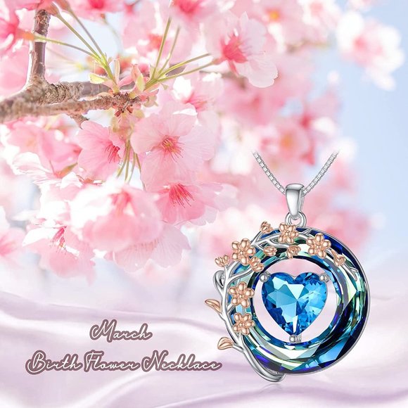 Birthstone Necklace for Women 925 Sterling Silver Birth Month Flower Nec… - Picture 15 of 15